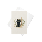 Black Cat with Broom Halloween Card