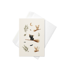 Cats Flying with Brooms Halloween Card