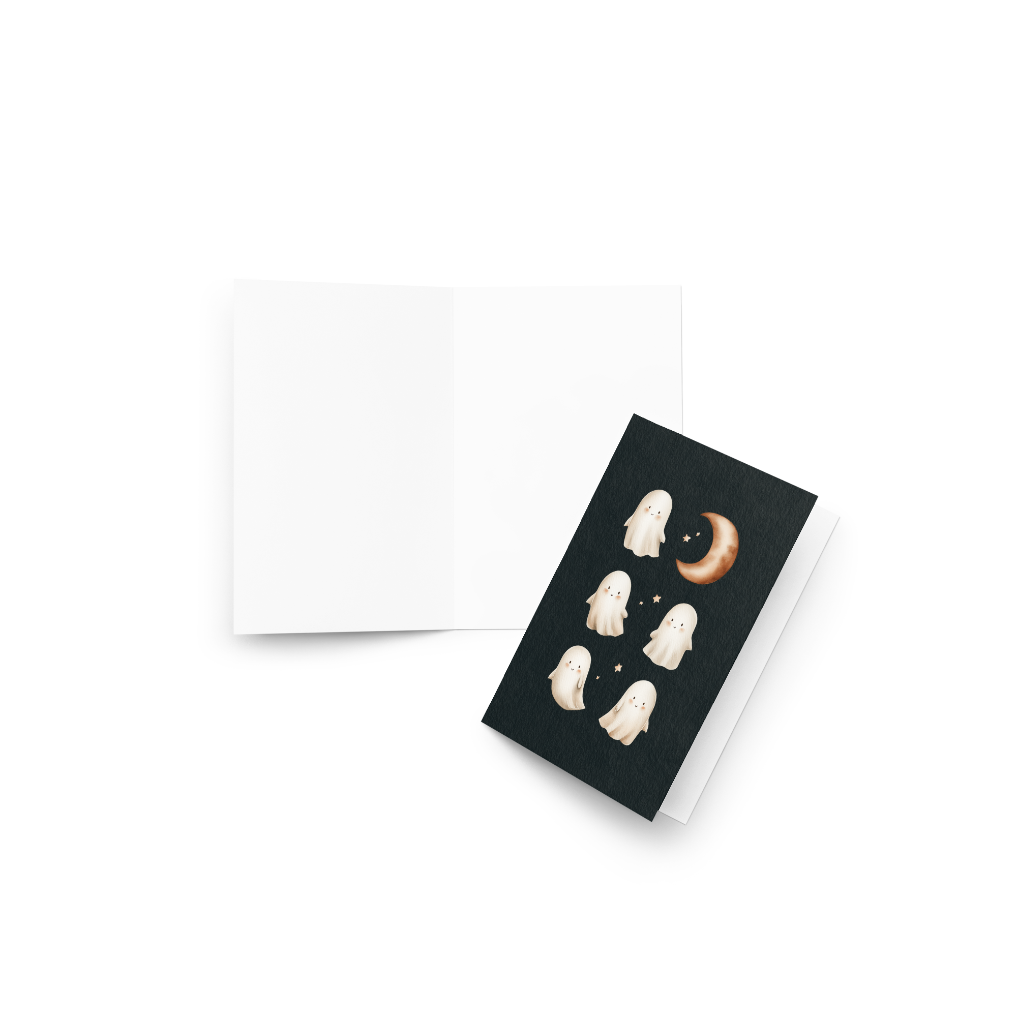 Ghosts with the Moon Halloween Card