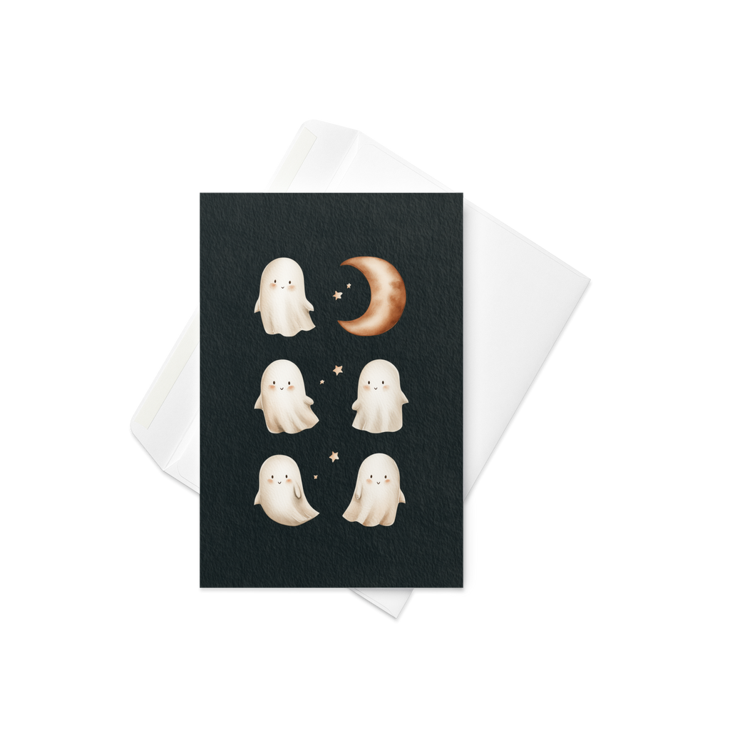 Ghosts with the Moon Halloween Card
