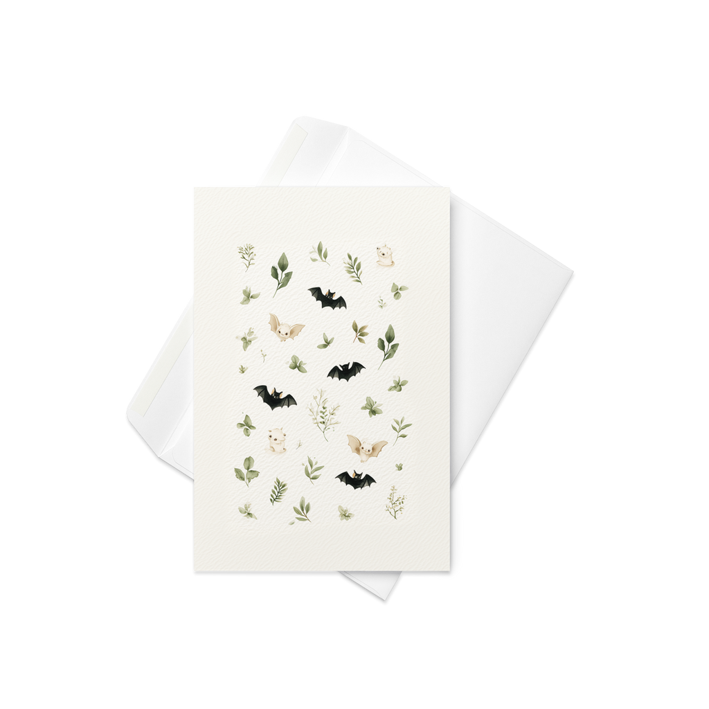 Floral Bats Halloween Card