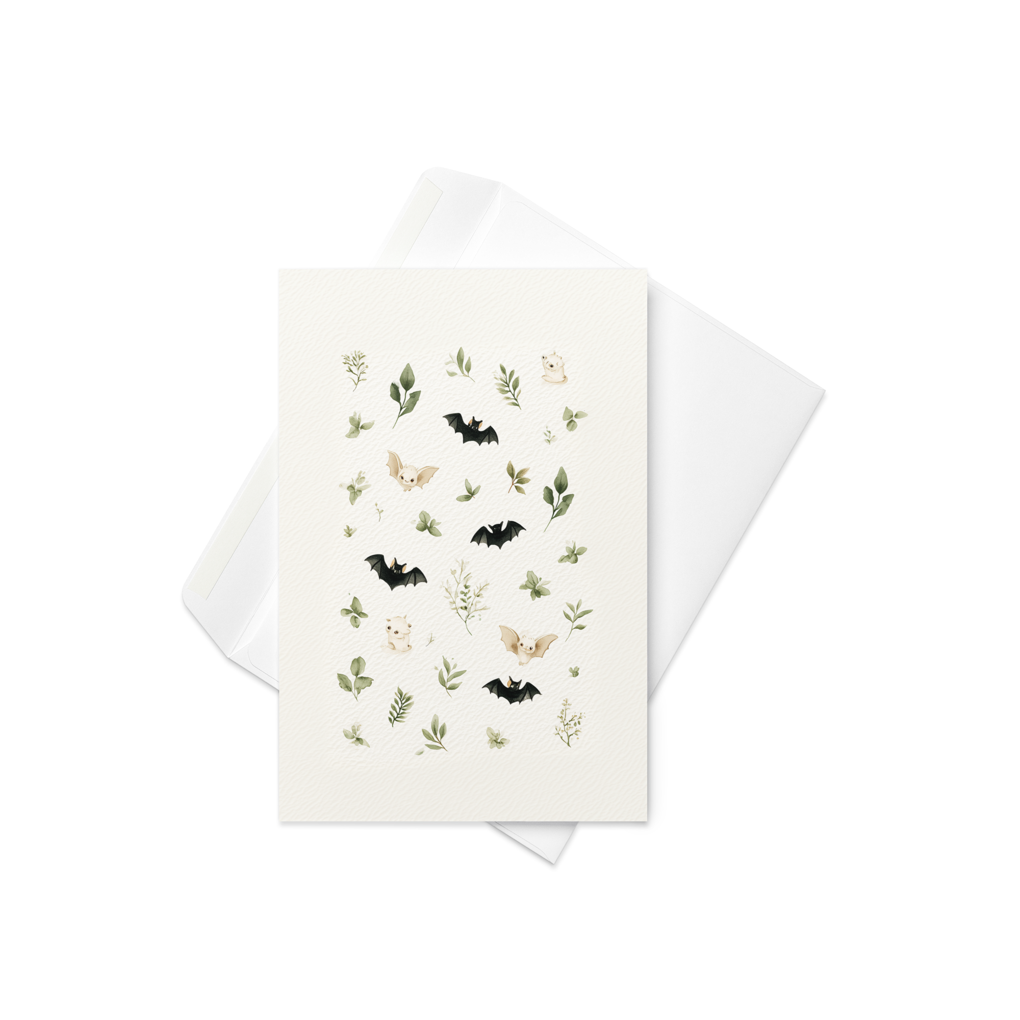 Floral Bats Halloween Card