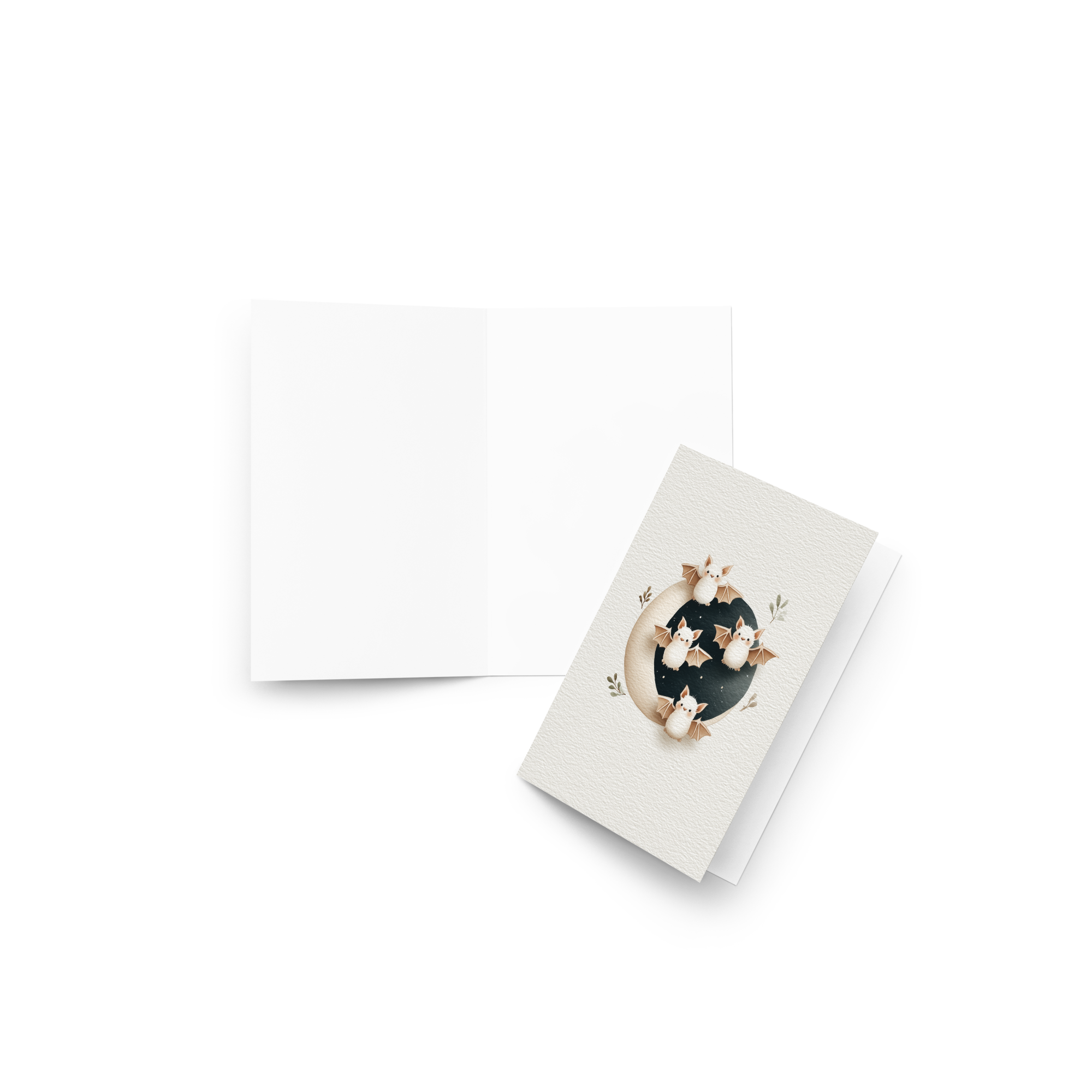 Cute Bats with the Moon Halloween Card
